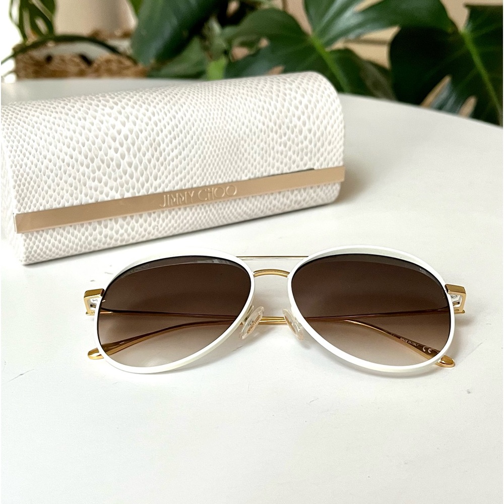 Jimmy Choo White Aviators